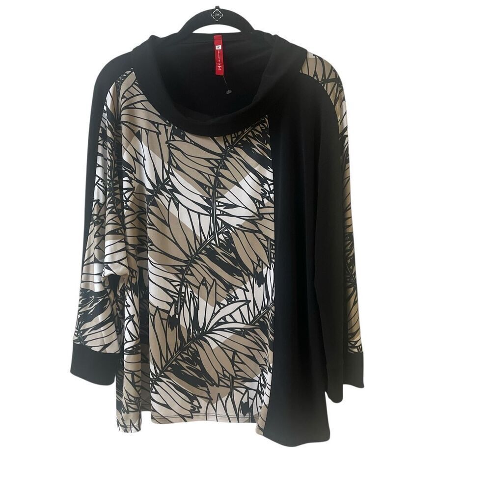 Ic Collection Tunic Top With Block Print Sz L - image 1